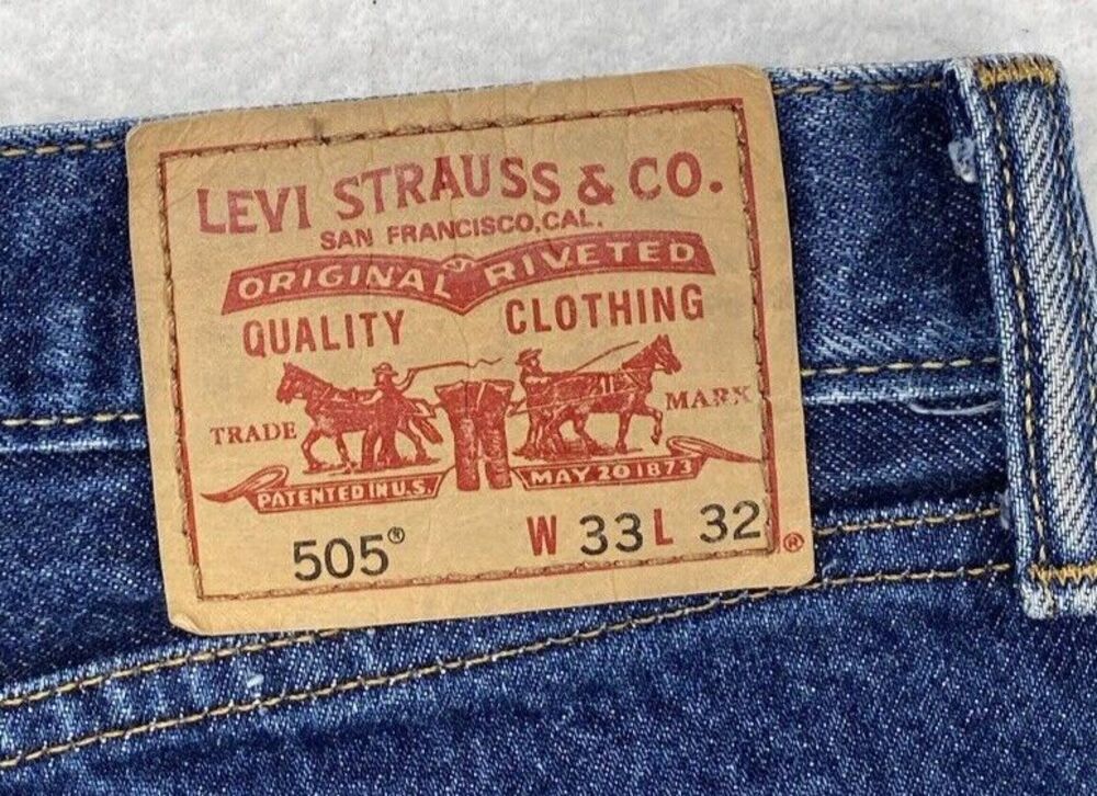 Levi's 505 Straight Fit Jeans Mens 33x32 Medium Wash Blue 100% Cotton Denim - Picture 8 of 15